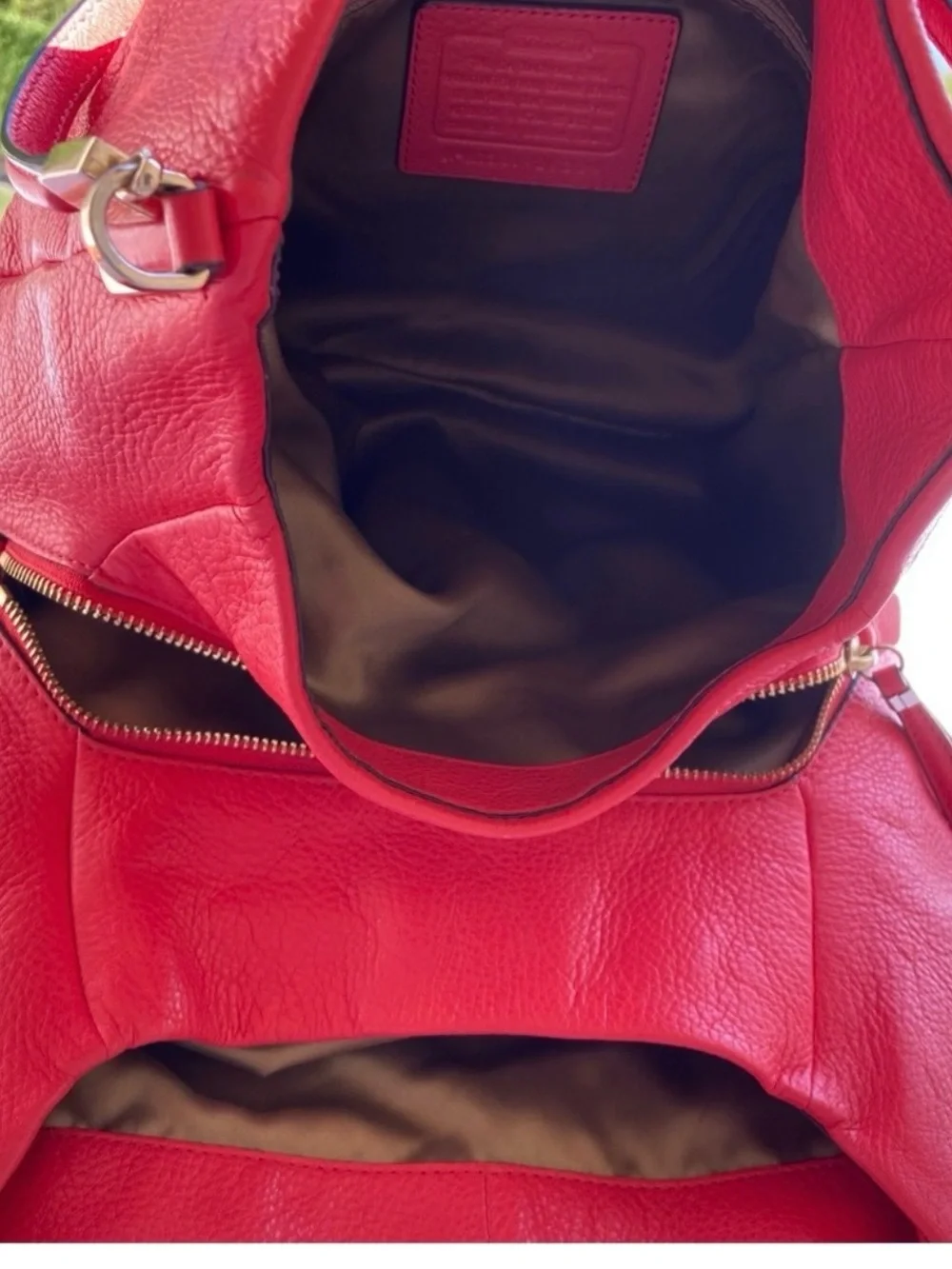 COACH Madison Phoebe Tumbled Cardinal Red Leather 3 Section Shoulder Bag